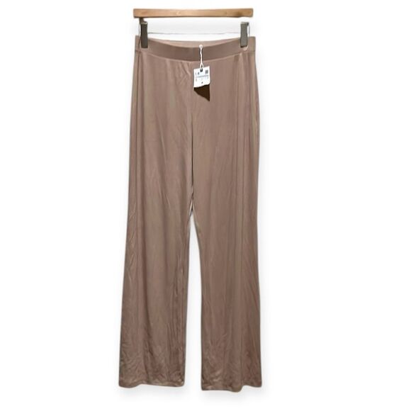 NWT Zara Long Knit Glitter Wide Leg Tan Lounge Pants Large - Picture 1 of 8